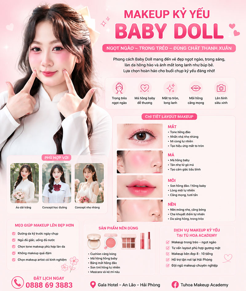 Top 3: Makeup Kỷ Yếu Baby Doll