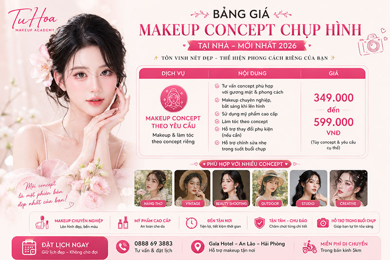 Bảng giá Makeup Concept Chụp Hình tại nhà