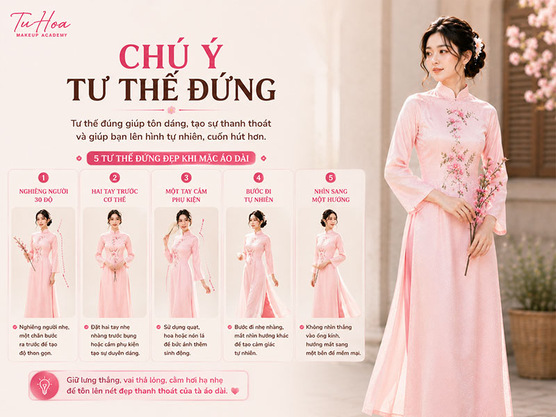Bí quyết mặc áo dài lên hình đẹp