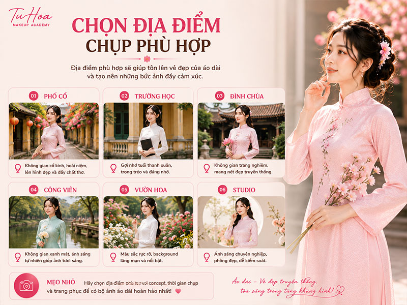 Bí quyết mặc áo dài lên hình đẹp