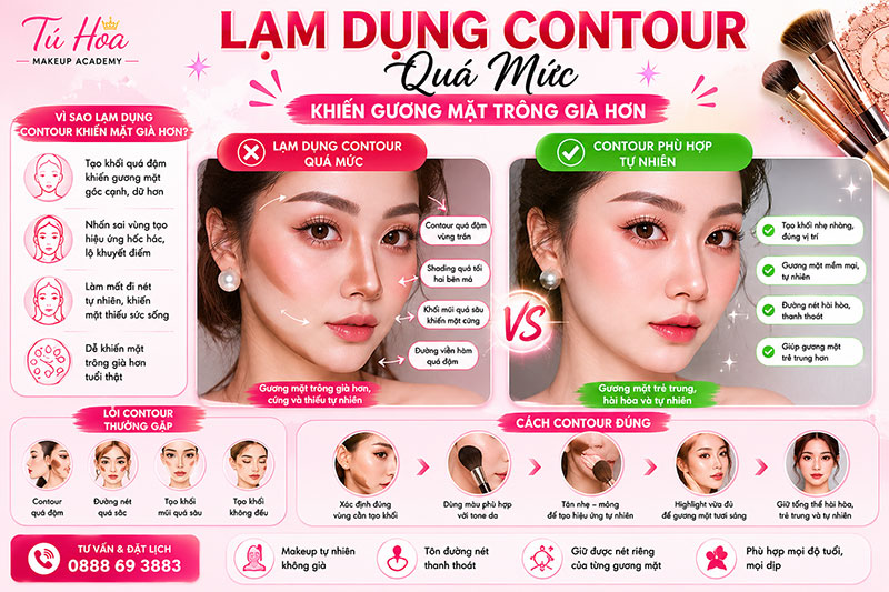 Lạm Dụng Contour Quá Mức Sẽ Khiến Mặt Bị Già Hơn