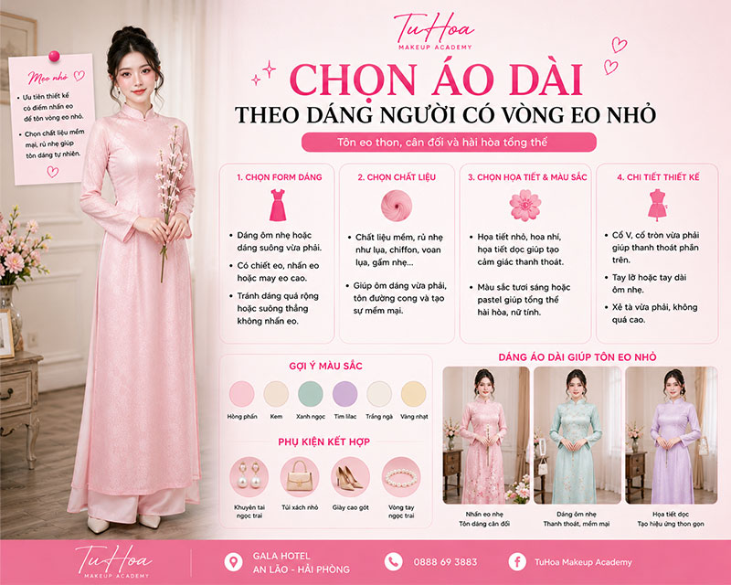 Chọn Áo Dài Theo Dáng Người Có Vòng Eo Nhỏ