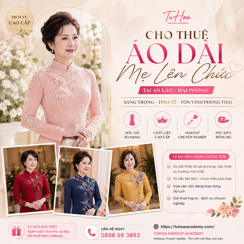 Cho thuê áo dài mẹ lên chức đẹp giá rẻ tại Hải Phòng