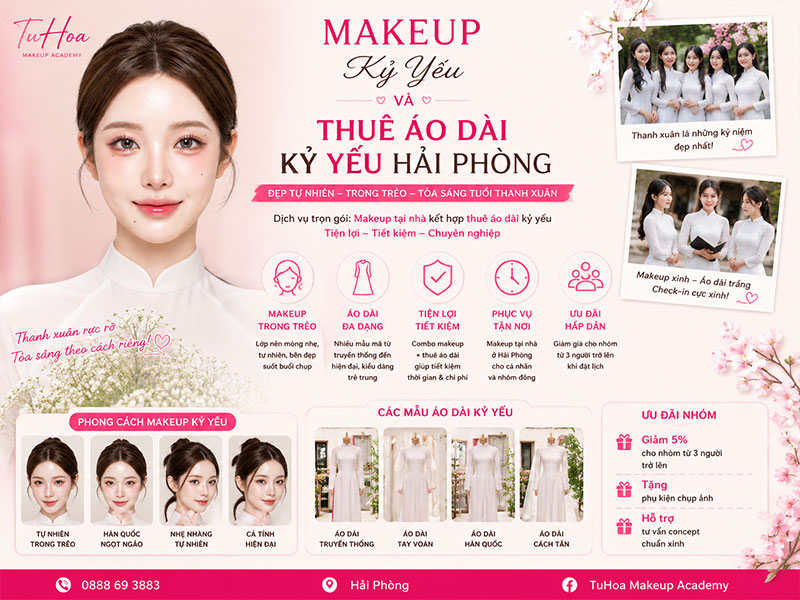 Makeup Kỷ Yếu Và Thuê Áo Dài Kỷ Yếu Hải Phòng