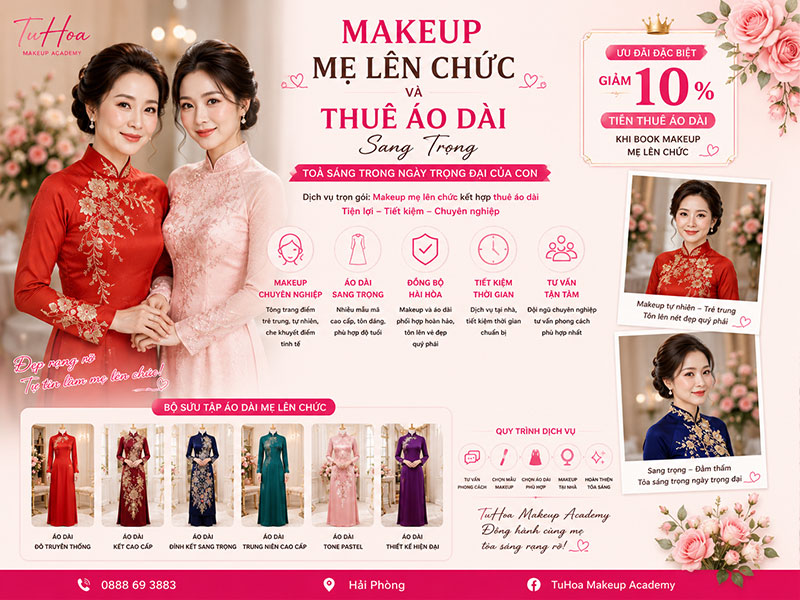 Makeup Mẹ Lên Chức Và Thuê Áo Dài Sang Trọng
