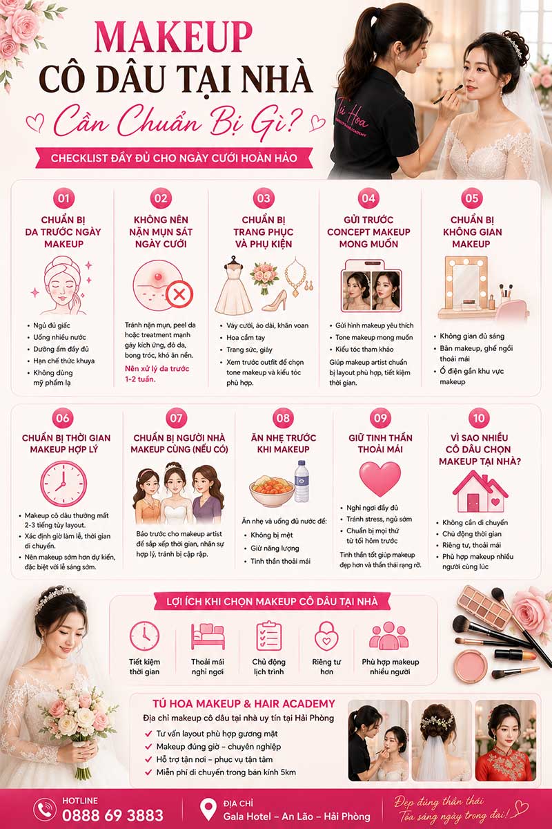 Makeup Cô Dâu Tại Nhà Cần Chuẩn Bị Gì