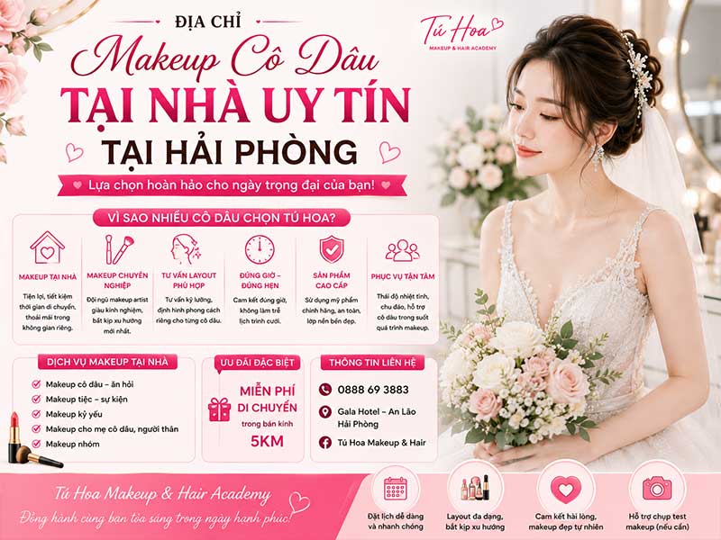 Địa Chỉ Makeup Cô Dâu Tại Nhà Uy Tín Tại Hải Phòng