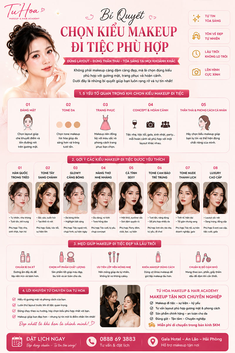 Bí Quyết Chọn Kiểu Makeup Đi Tiệc Phù Hợp