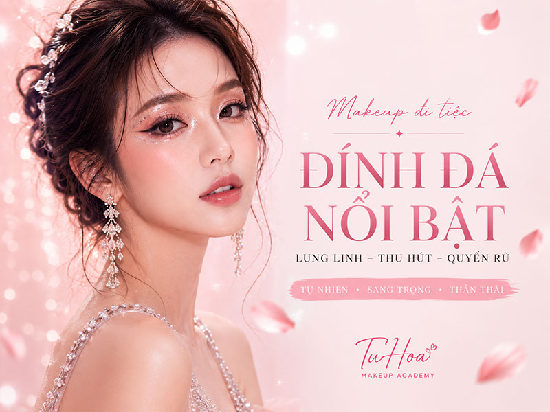 Makeup đi tiệc với đính đá nổi bật