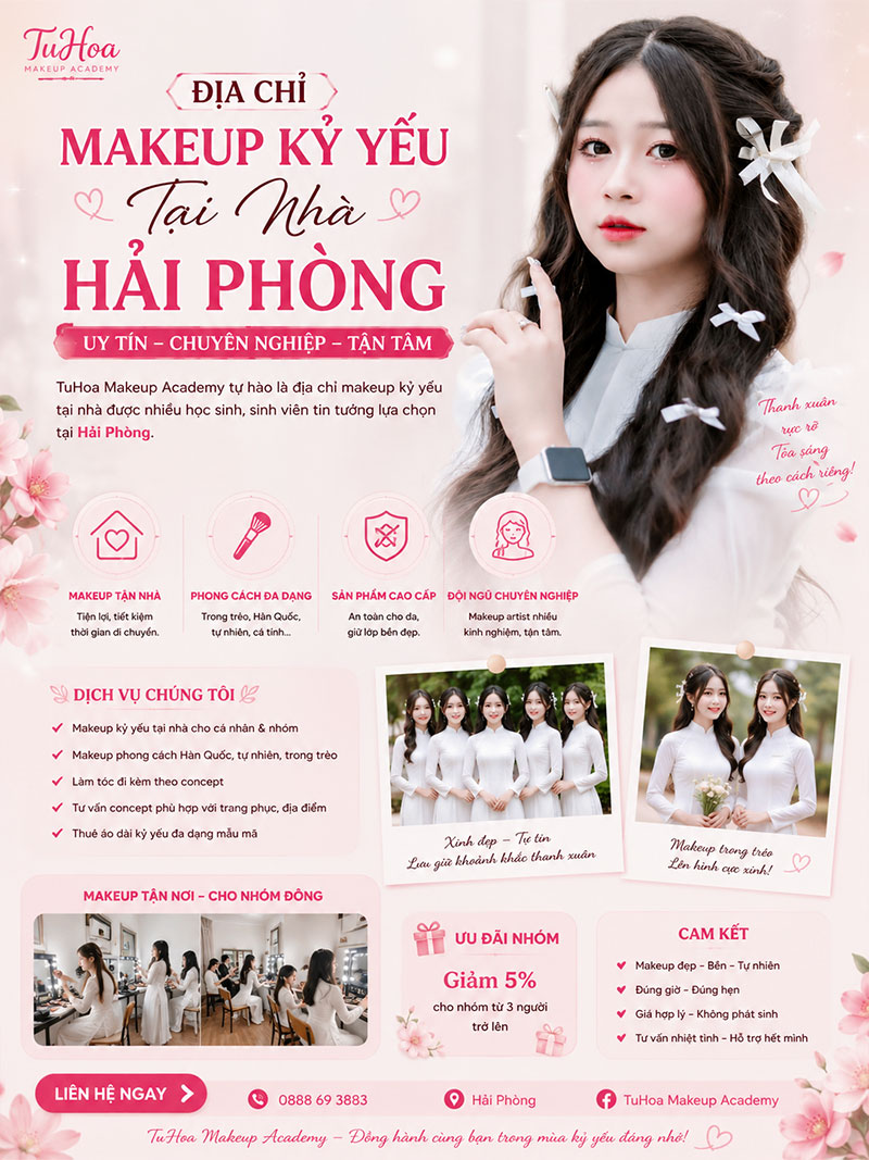 Địa chỉ makeup kỷ yếu tại nhà Hải Phòng