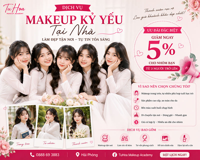 Dịch vụ makeup kỷ yếu tại nhà ở Hải Phòng