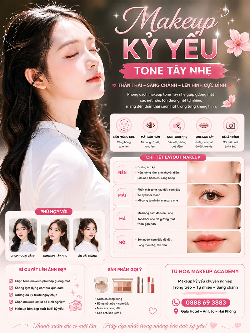 Top 2: Makeup Kỷ Yếu Tone Tây Nhẹ