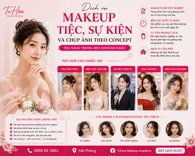 Book makeup tại nhà đẹp giá rẻ