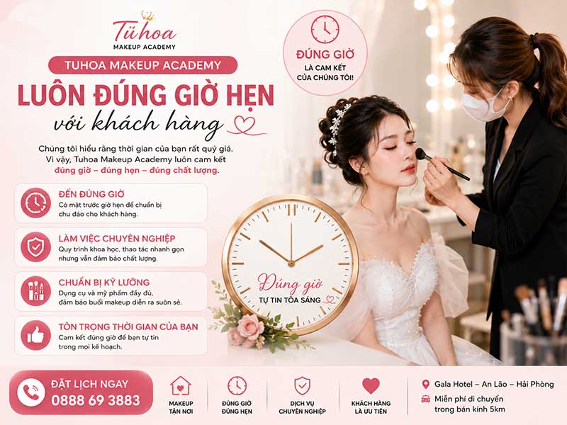 review thực tế về dịch vụ makeup tại nhà của Tuhoa Makeup Academy.