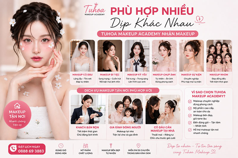 review thực tế về dịch vụ makeup tại nhà của Tuhoa Makeup Academy.