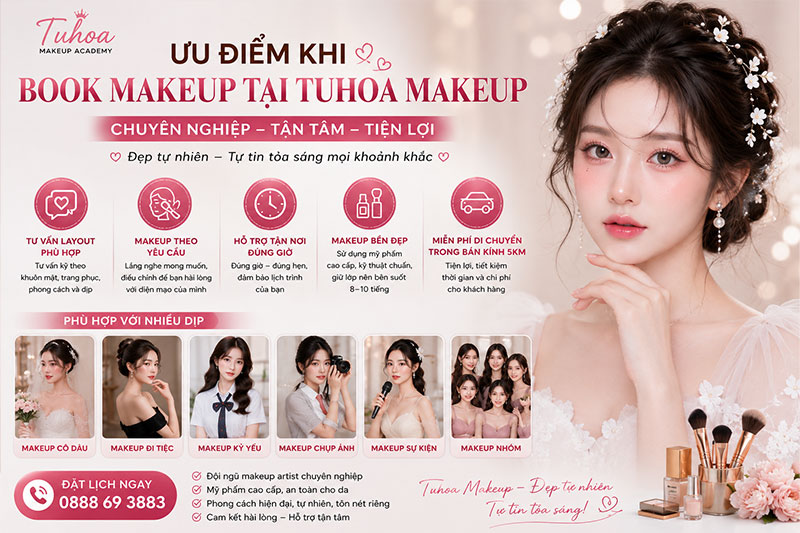 review thực tế về dịch vụ makeup tại nhà của Tuhoa Makeup Academy.